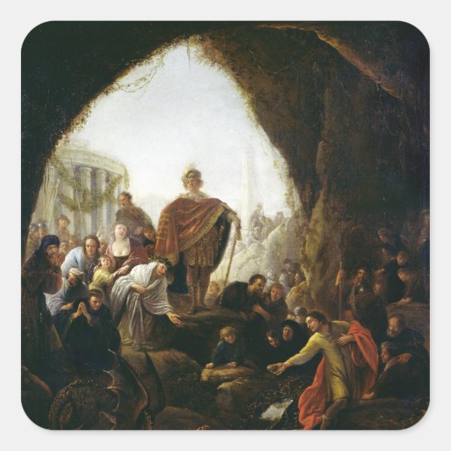 Adesivo Quadrado Daniel Matando o Dragão de Baal (Frente)