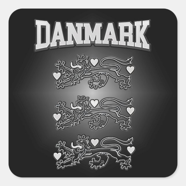 Adesivo Quadrado Danmark Casaco of Arms (Frente)