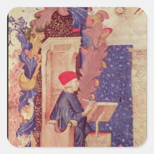 Adesivo Quadrado Dante escrevendo "A Comédia Divina"