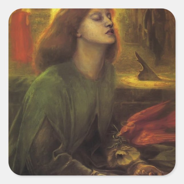 Adesivo Quadrado Dante Gabriel Rossetti - Beata Beatrix (Frente)
