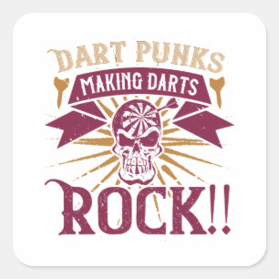 Adesivo Quadrado Dardos - Dart Punks Fazer Darts Rock!
