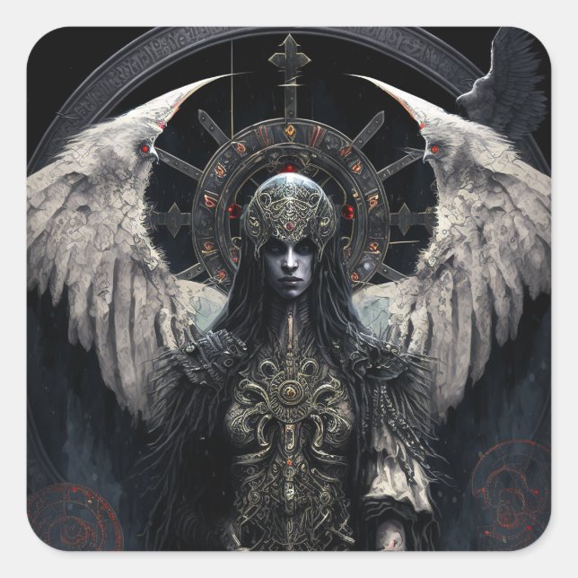 Adesivo Quadrado Dark Angel Gothic Fantasy Art (Frente)