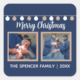 Adesivo Quadrado Dark Blue Christmas Baby Sticker Beige Modern