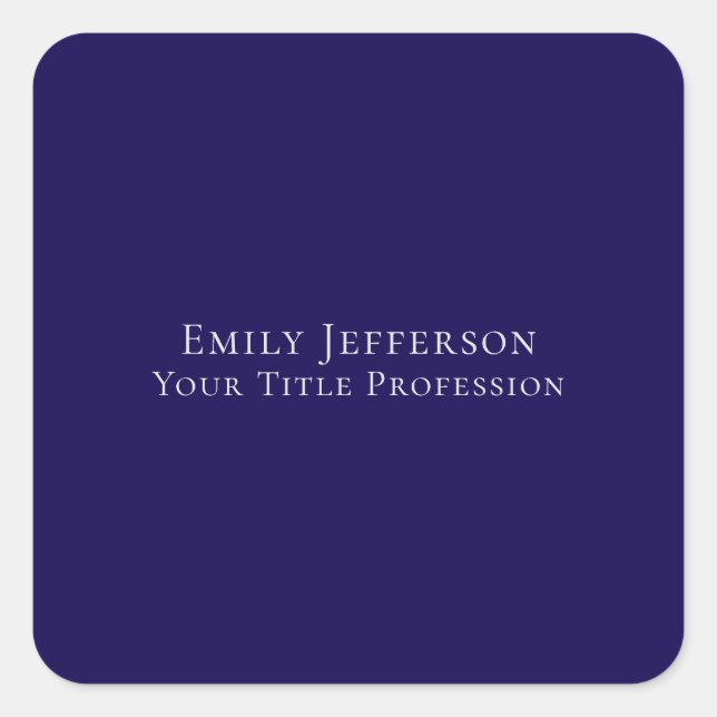 Adesivo Quadrado Dark Blue Plain Elegant Professional Modern (Frente)