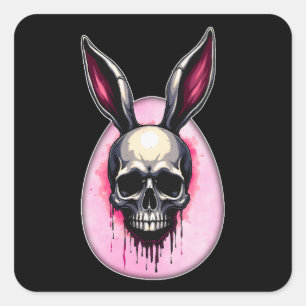 Adesivo Quadrado Dark Bunny Skull – Gothic Style - Autocolante