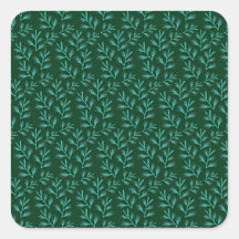  Dark Green Background with Teal Botanical Leaves