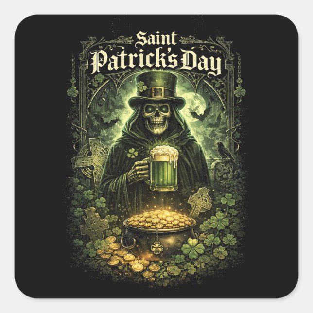 Adesivo Quadrado Dark Luck of Saint Patrick (Frente)