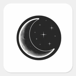 Adesivo Quadrado Dark Minimal Aesthetic Moon