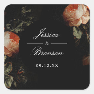 Adesivo Quadrado Dark Moody Floral Dutch Painterly Wedding