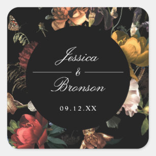 Adesivo Quadrado Dark Moody Floral Dutch Painterly Wedding