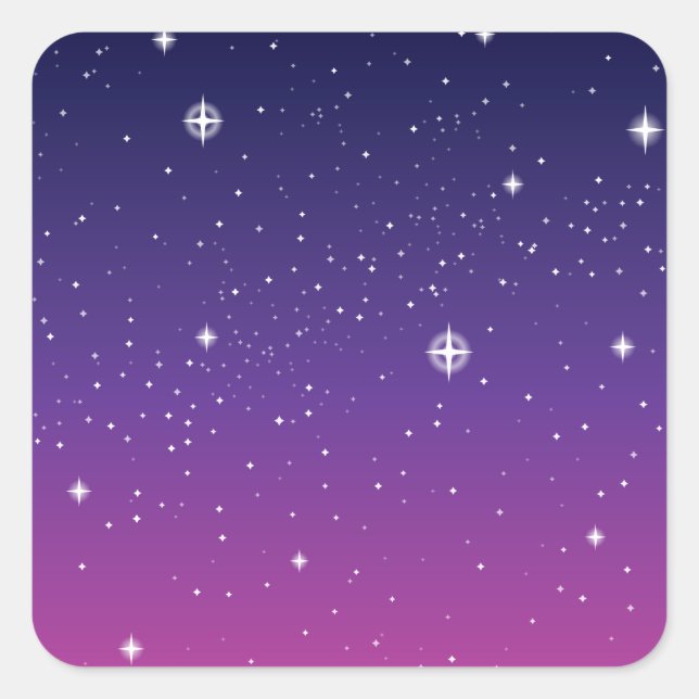 Adesivo Quadrado Dark Purple Starry Night Sky (Frente)