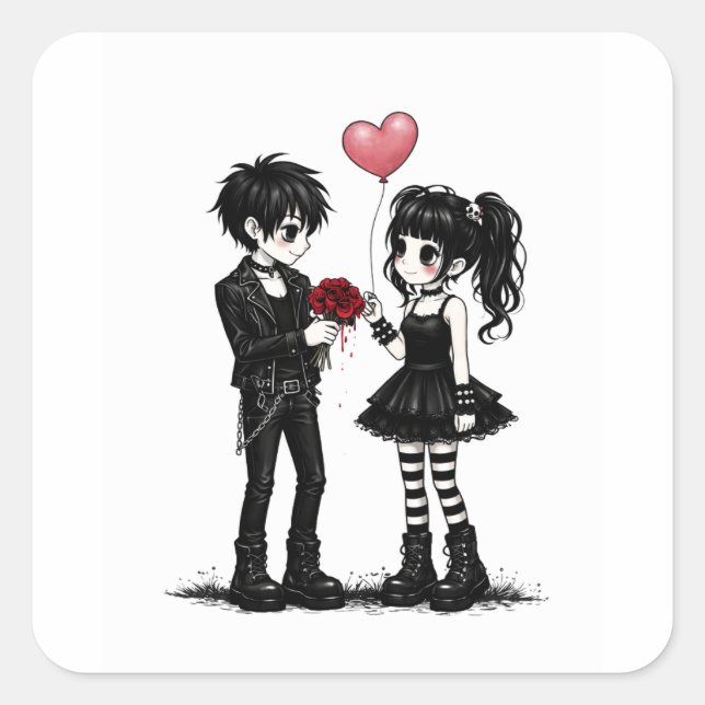 Adesivo Quadrado Dark Romance Goth Valentine Sticker (Frente)
