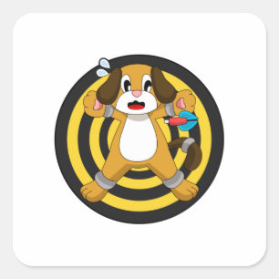 Adesivo Quadrado Dart Dartboard Dog Darts