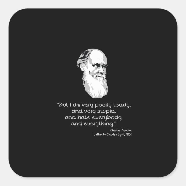 Adesivo Quadrado Darwin: Hoje estou muito pobre (Frente)