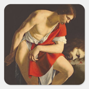 Adesivo Quadrado David contemplando o chefe de Golias