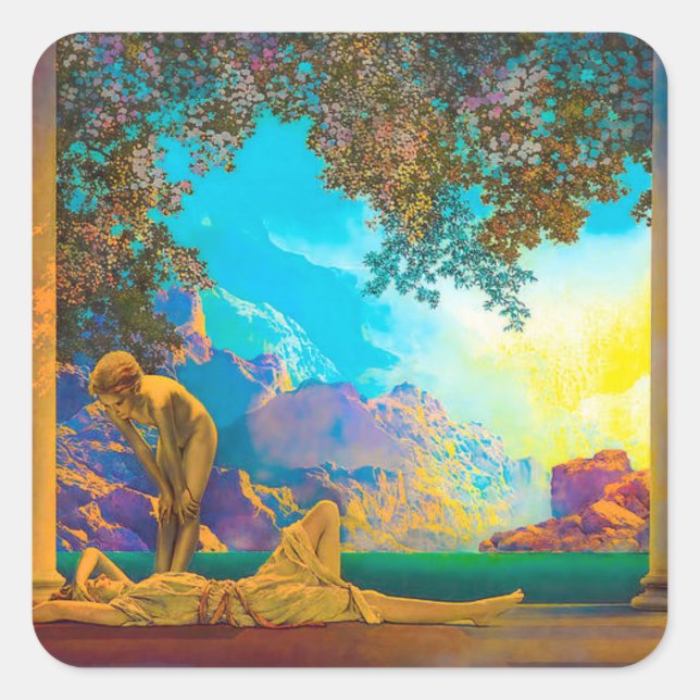 Adesivo Quadrado Daybreak Maxfield Parrish (Frente)