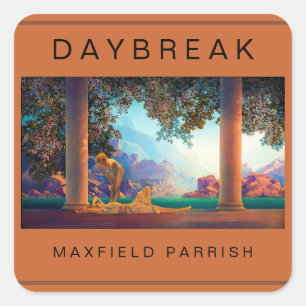 Adesivo Quadrado DAYBREAK Maxfield Parrish 1922 ... Placa plana de 