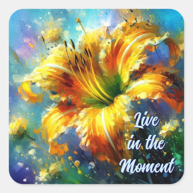 Adesivo Quadrado Daylily Daylily Flor, Impressionista do Teto Amare (Frente)