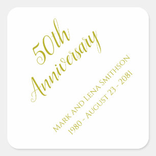 Adesivo Quadrado de 50º Aniversário Personalizado