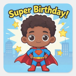 Adesivo Quadrado de Aniversário Super