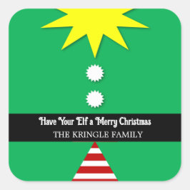 Adesivo Quadrado Dê ao seu Elf um presente de Natal ou envelope fel