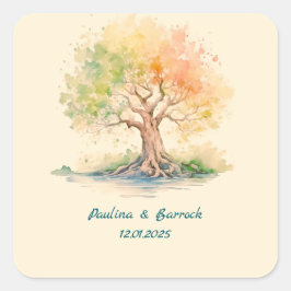 adesivo quadrado de árvore futurista