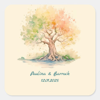 adesivo quadrado de árvore futurista