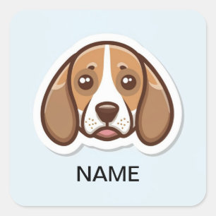 Adesivo quadrado de beagle personalizado, bonito
