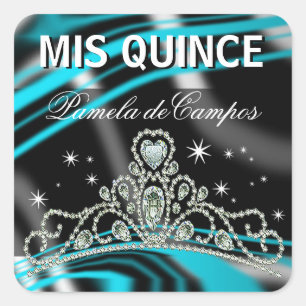 Adesivo Quadrado De Blinged tiara Sparkling para fora Quinceañera