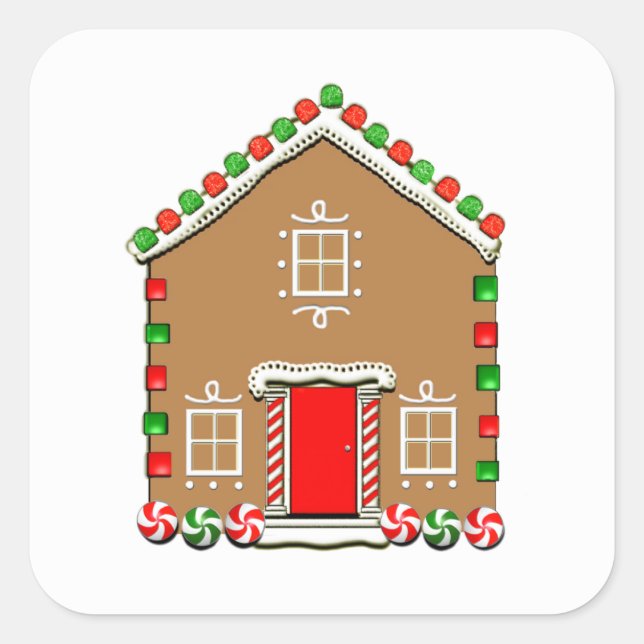 Adesivo Quadrado de Casa de Gingerbread (Frente)