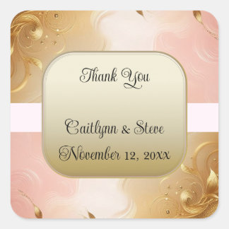 Adesivo Quadrado de Casamento Rose Gold Ombre