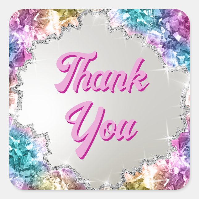 Adesivo quadrado de cristais iridescentes (Frente)