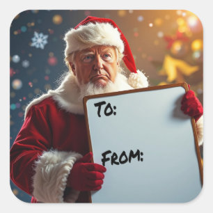 Adesivo Quadrado De Donald Trump como Papai Noel no Natal