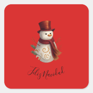 Adesivo Quadrado de Feliz Natal - Feliz Navidad