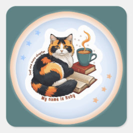Adesivo Quadrado de Gato Malhado de Leitura Person