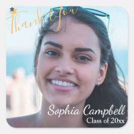 Adesivo Quadrado de Graduação Amarelo Moderno