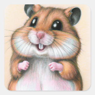Adesivo Quadrado de Hamster Muito Fofo