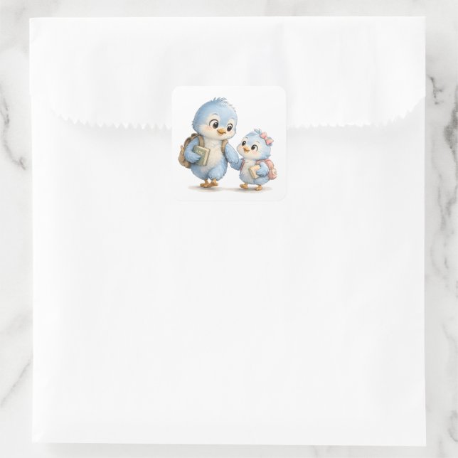 Adesivo Quadrado de Irmãos Pássaros (Bolsa)