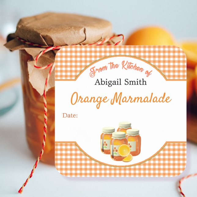 Adesivo Quadrado de Laranja Cítrica para Conservas (Criador carregado)