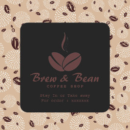 Adesivo quadrado de logotipo de café personalizado