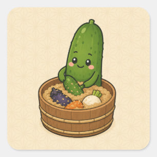 Adesivo Quadrado de Pepino Nukazuke
