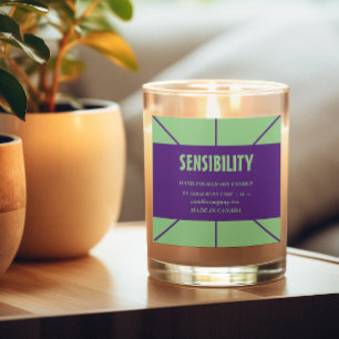 Adesivo Quadrado de Produto de Vela Verde Roxo