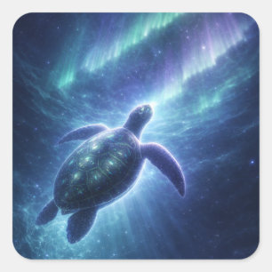 Adesivo Quadrado de Tartaruga Marinha Celestial