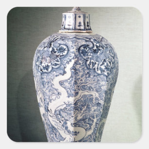 Adesivo Quadrado De "vaso octogonal Mei- P'ing" com branco