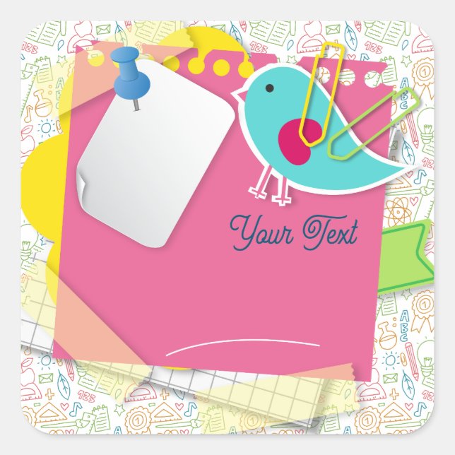 Adesivo Quadrado De volta à escola. Informações gerais sobre o mate (Frente)