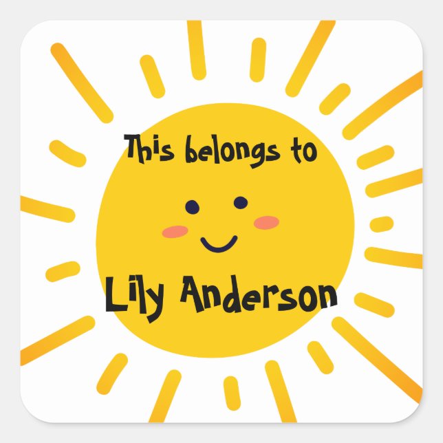 Adesivo Quadrado De volta à escola | Isso Pertence a um Sol Feliz (Frente)