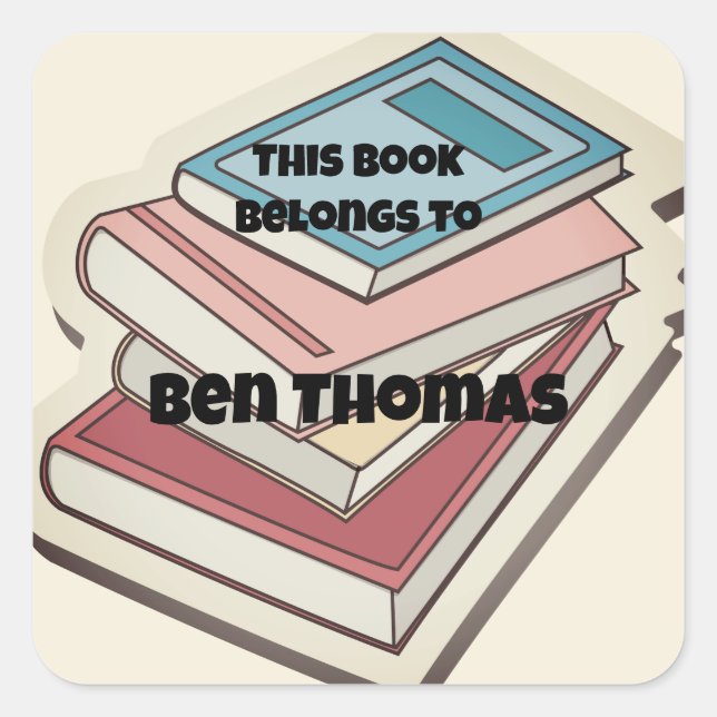 Adesivo Quadrado De Volta às Aulas Este Livro Pertence ao Nome da C (Frente)
