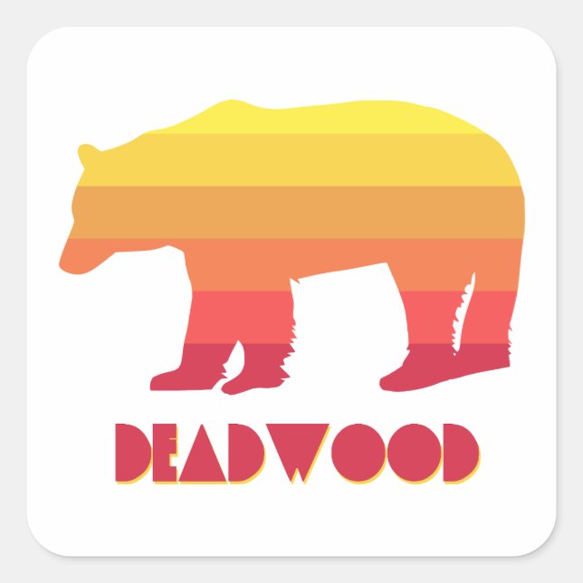 Adesivo Quadrado Deadwood South Dakota Rainbow Bear (Frente)