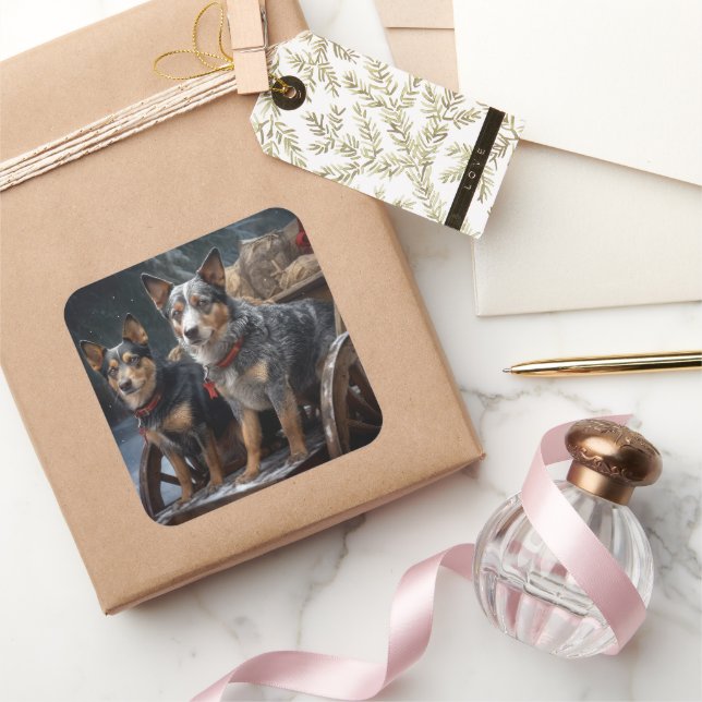 Adesivo Quadrado Decado de Natal de Bovinos Neves Australianos (Presentear)