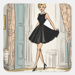 Adesivo Quadrado Decal de Moda LBD charmosa